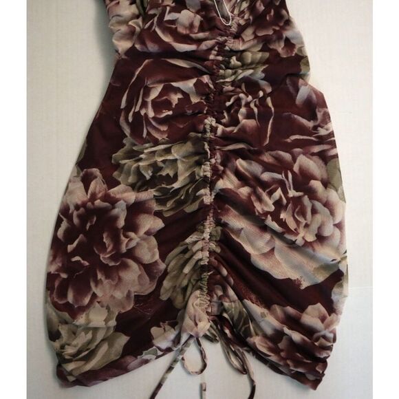 Mia Joy x Joyfolie Women's Sz Small Plum Purple Floral Alyssa Ruched Dress - Picture 13 of 13